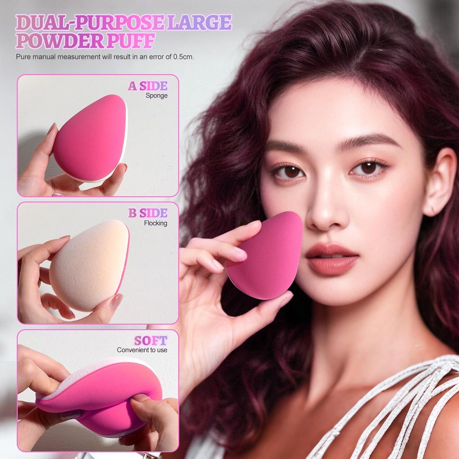 Set de Esponjas de Maquillaje BS-MALL V3.0 XL + Bolsa Rosa