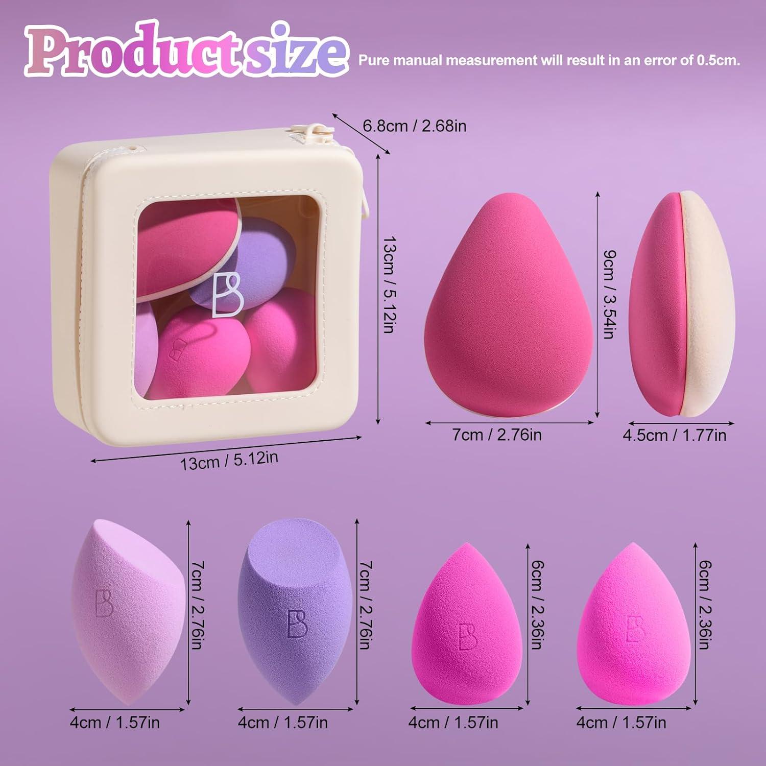 Set de Esponjas de Maquillaje BS-MALL V3.0 XL + Bolsa Rosa
