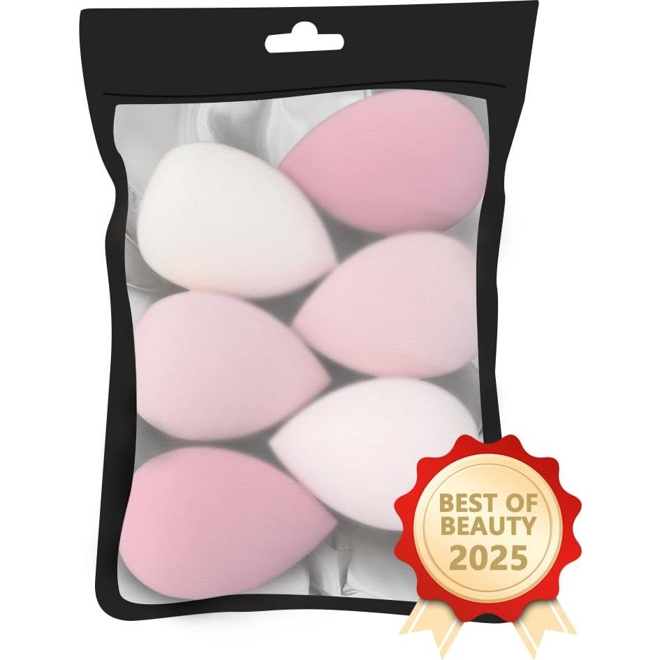 Juego de 6 Esponjas de Maquillaje Rosa 1stmall - Sin Látex