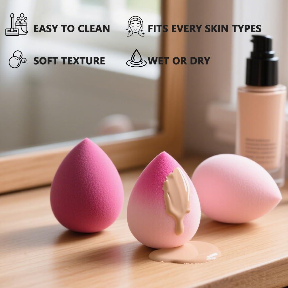 Juego de 6 Esponjas de Maquillaje Rosa 1stmall - Sin Látex