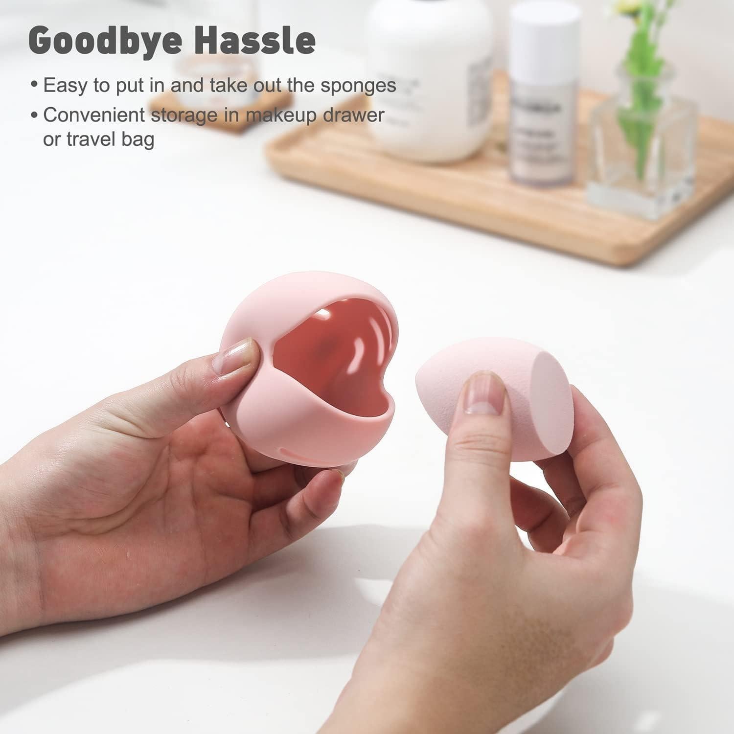 Esponja de Maquillaje BEZOX Rosa con Estuche Silicona 40g