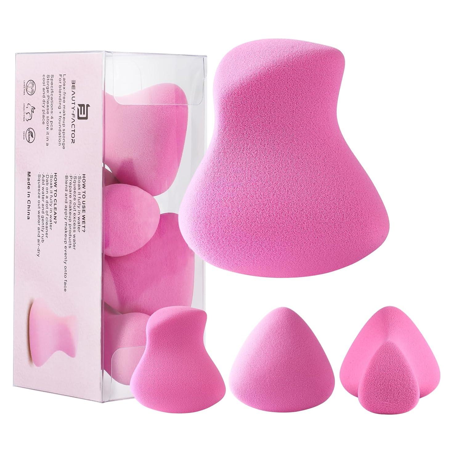 Esponjas de Maquillaje Hipoalergénicas BeautyFactor 4 Pack Rosa