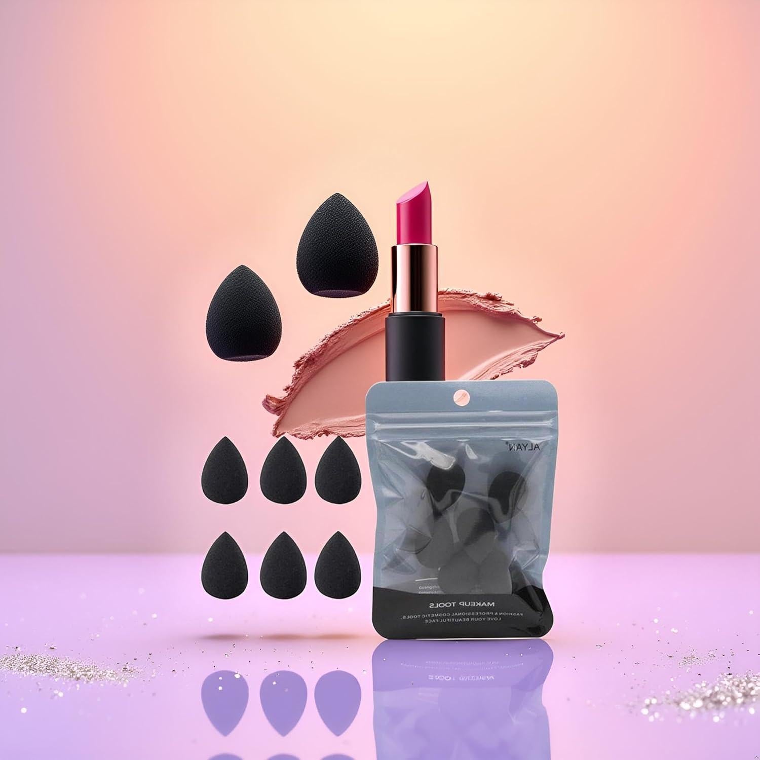 Conjunto de 6 Esponjas de Maquillaje Mini Negras Jinshining