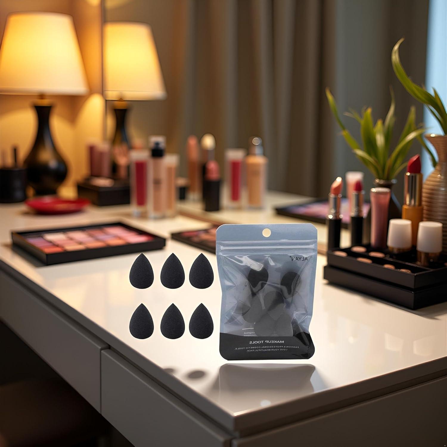 Conjunto de 6 Esponjas de Maquillaje Mini Negras Jinshining