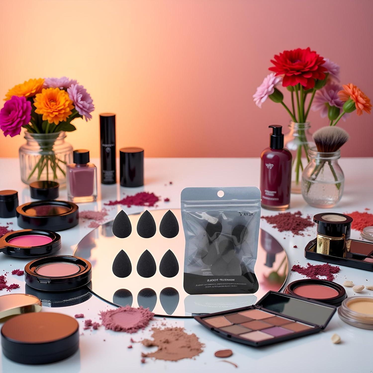 Conjunto de 6 Esponjas de Maquillaje Mini Negras Jinshining