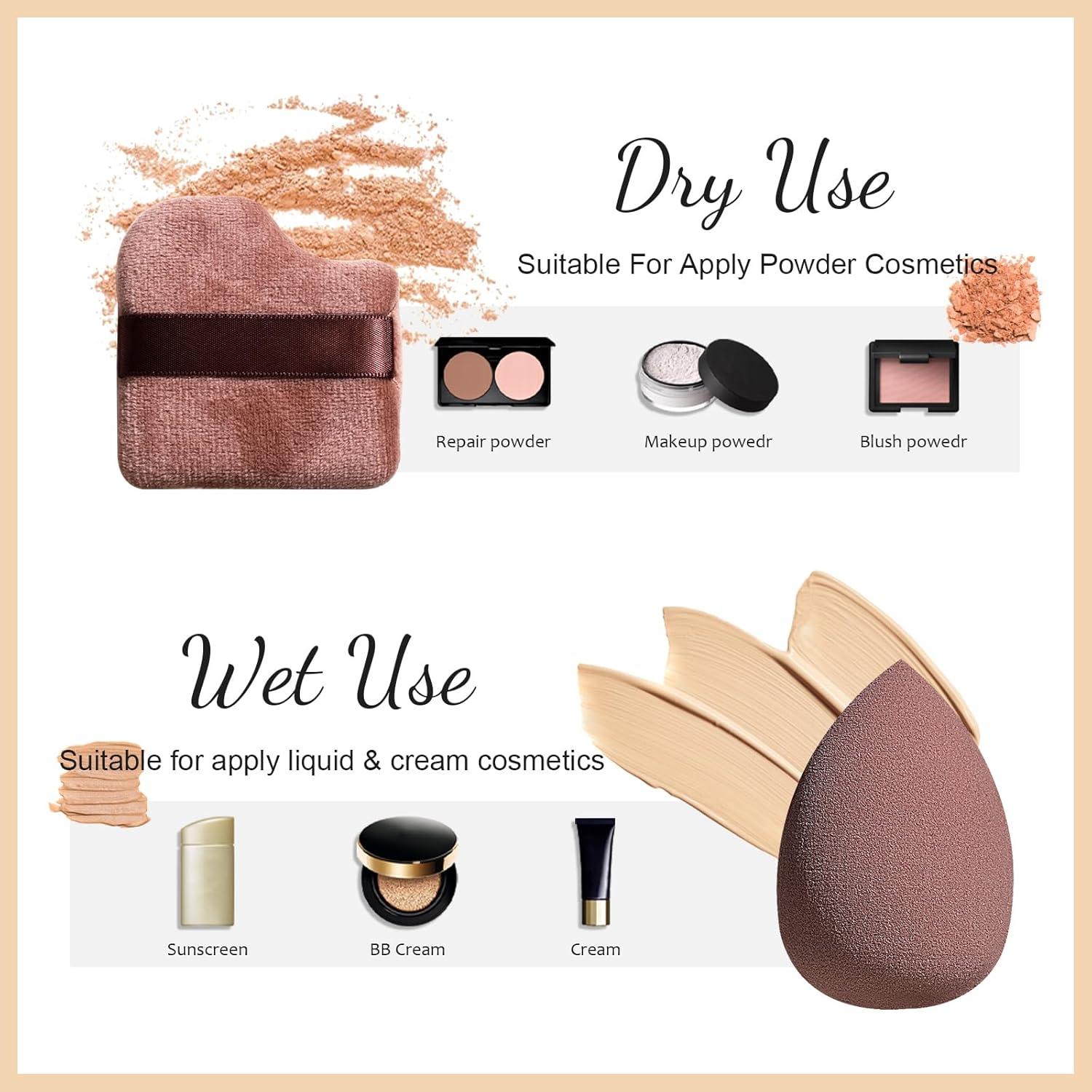 Conjunto de Esponjas de Maquillaje BS-MALL 8 Pcs con Brocha Kabuki