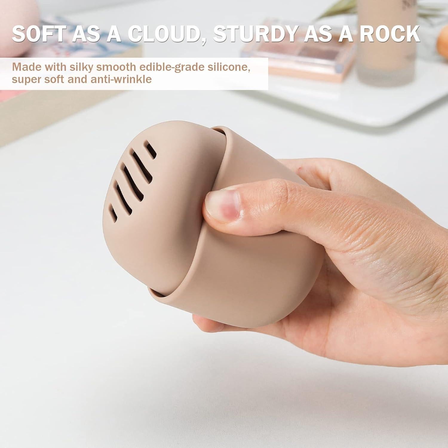 Soporte para Esponjas de Maquillaje BEZOX Caqui - Estuche de Silicona