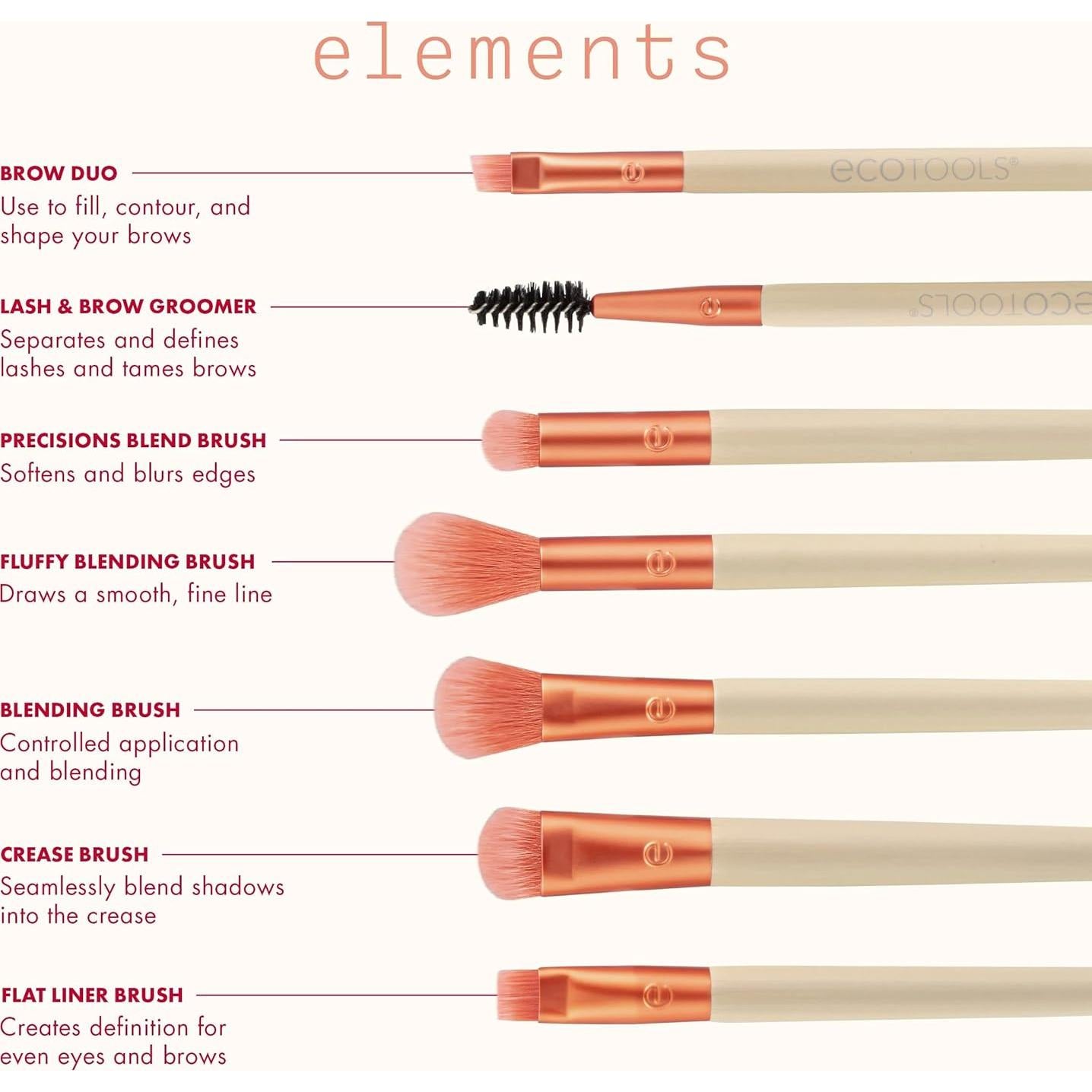 Juego de Brochas de Maquillaje EcoTools Fiery Eyes - 6 Piezas