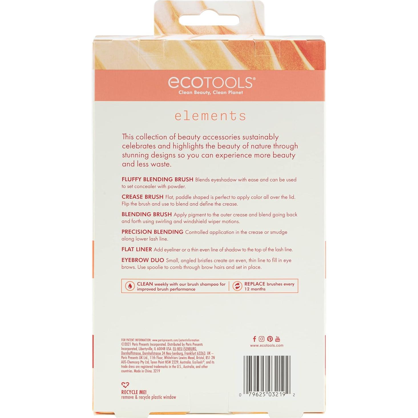 Juego de Brochas de Maquillaje EcoTools Fiery Eyes - 6 Piezas