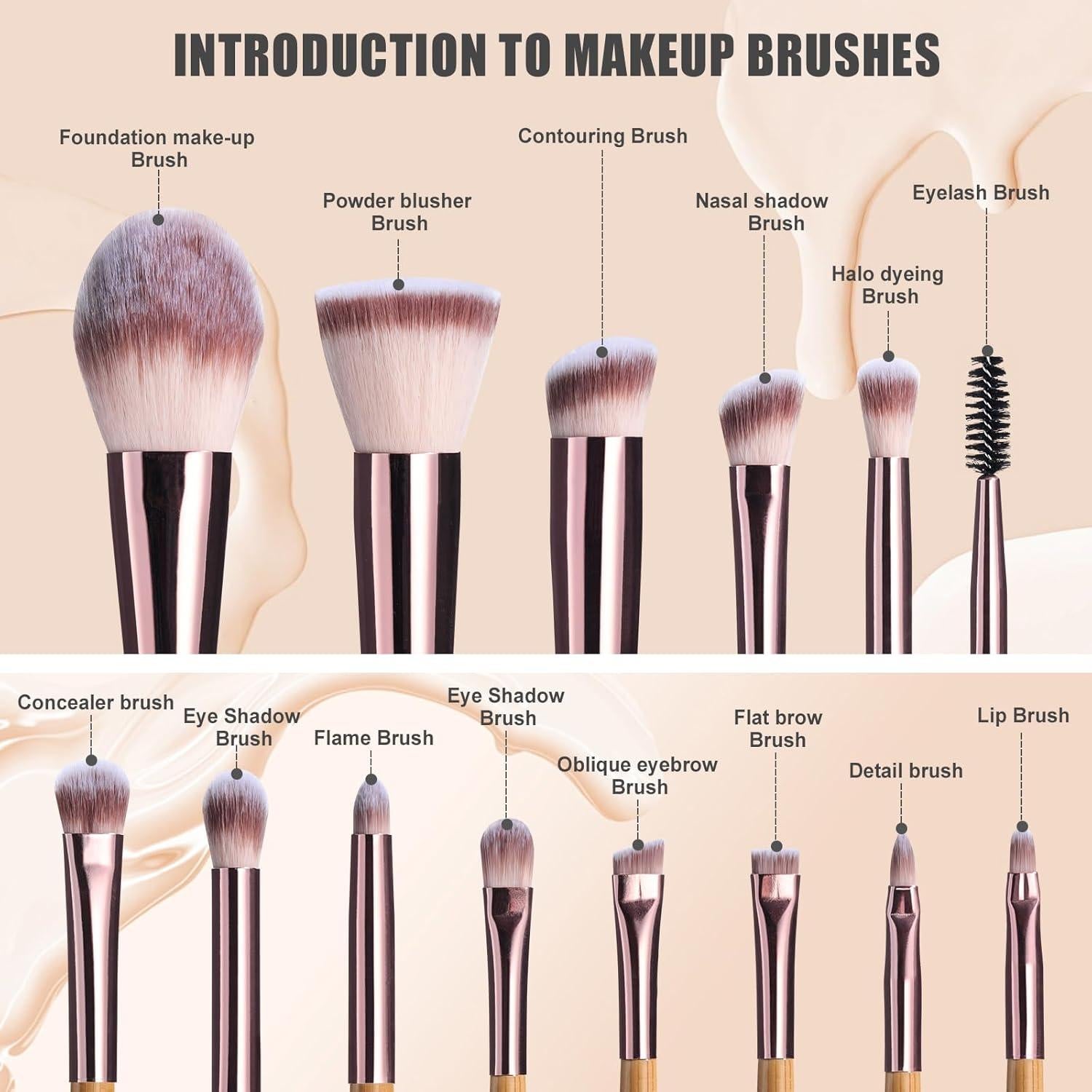 Conjunto de Brochas de Maquillaje de Viaje BS-MALL 14 Piezas