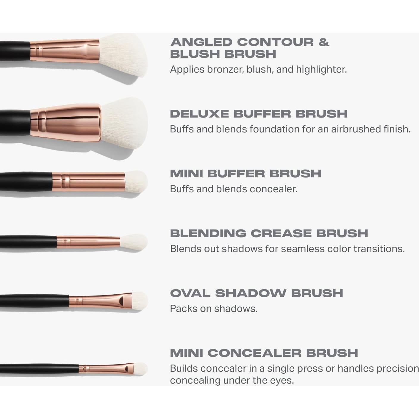 Set de 6 Pinceles de Maquillaje Morphe - Cerdas Sintéticas y Estuche