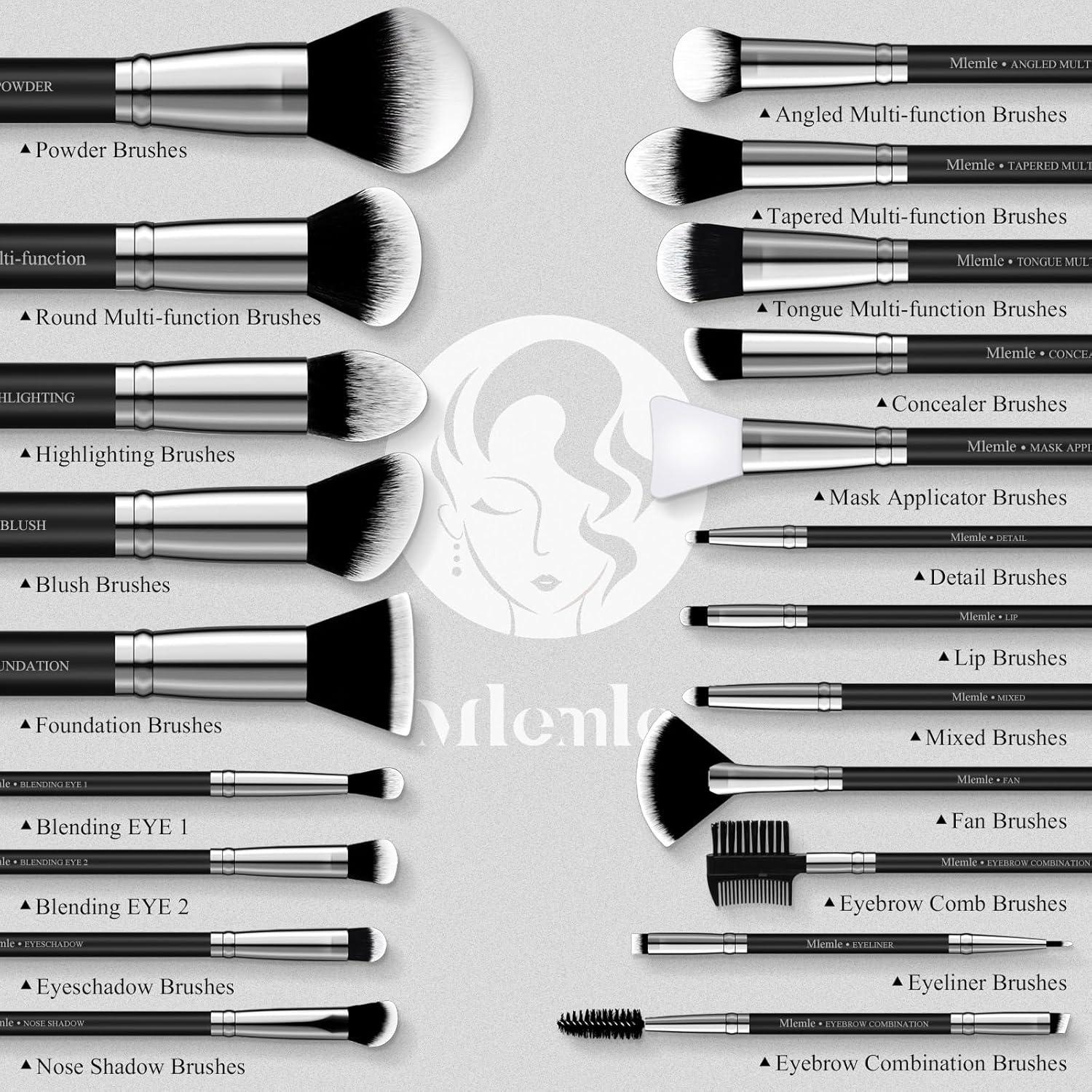 Juego de Brochas de Maquillaje Profesional Mlemle 25 Piezas