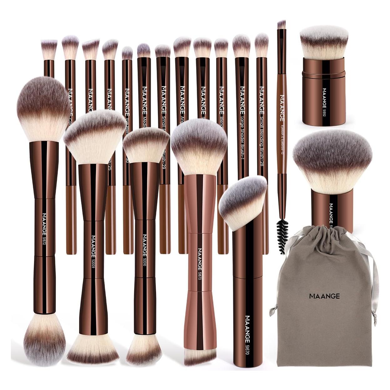Conjunto de Brochas de Maquillaje MAANGE 20 Piezas Café