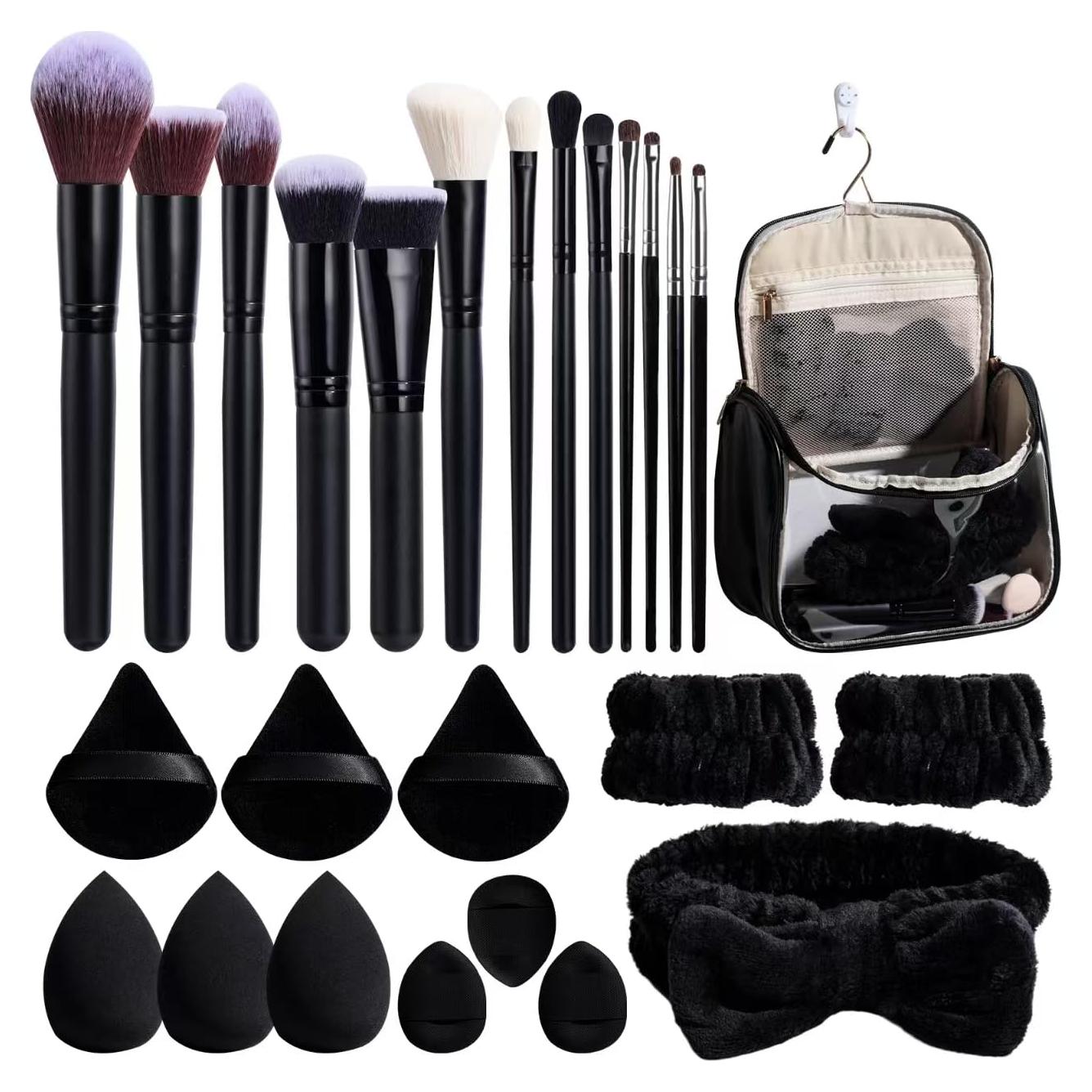Conjunto de Brochas de Maquillaje BS-MALL 26 Piezas con Bolsa Negra