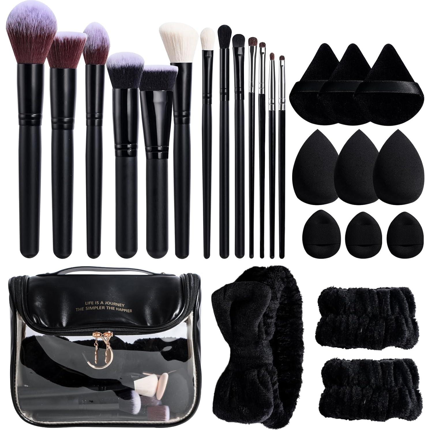 Conjunto de Brochas de Maquillaje BS-MALL 26 Piezas con Bolsa Negra
