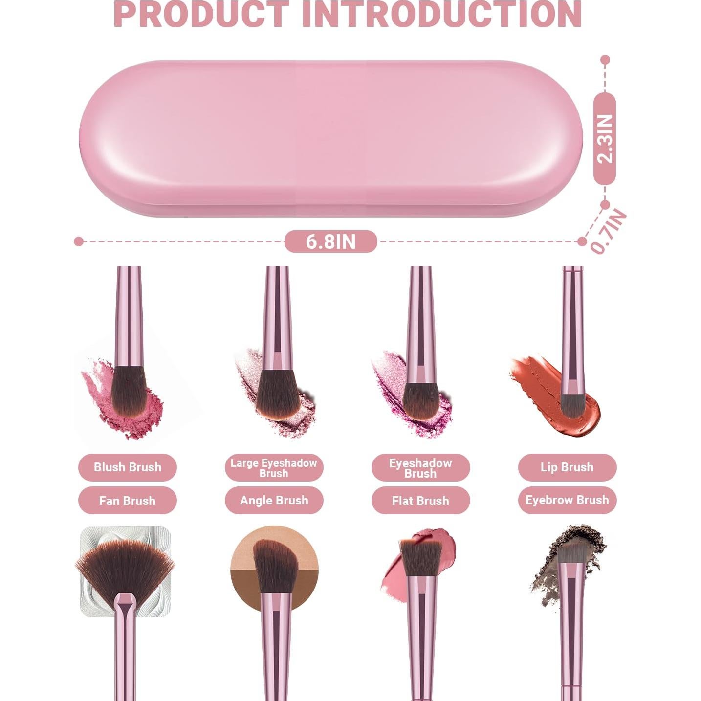 Juego de 8 Brochas de Maquillaje Premium Rosa con Estuche