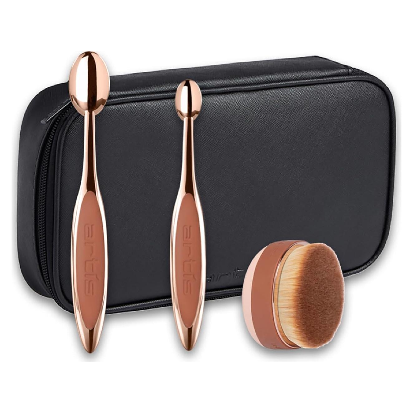 Conjunto de Brochas de Maquillaje Artis Elite 3 Piezas Oro Rosa