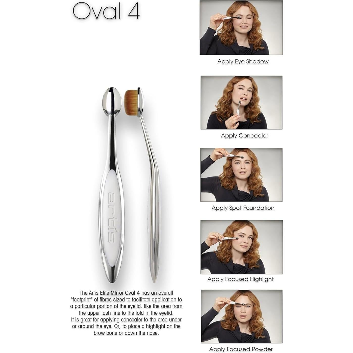 Brocha Ovalada de Maquillaje Artis Elite 10 cm Acabado Espejo