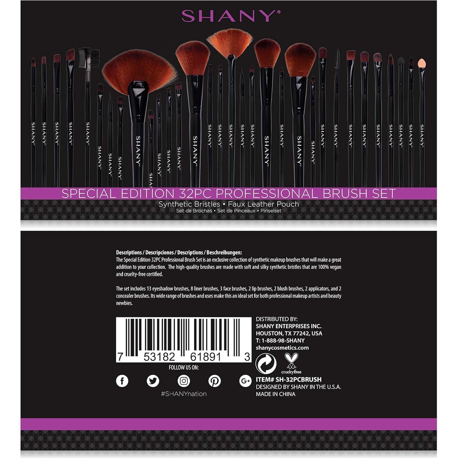 Conjunto de Brochas de Maquillaje SHANY 32 Piezas Sintéticas