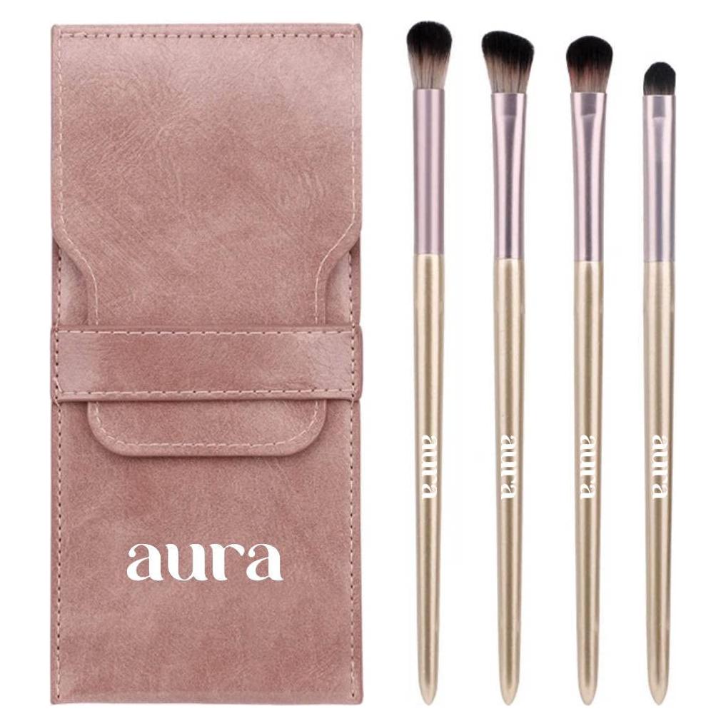 Kit de 4 Brochas de Sombra de Ojos Aura - Suaves y Profesionales