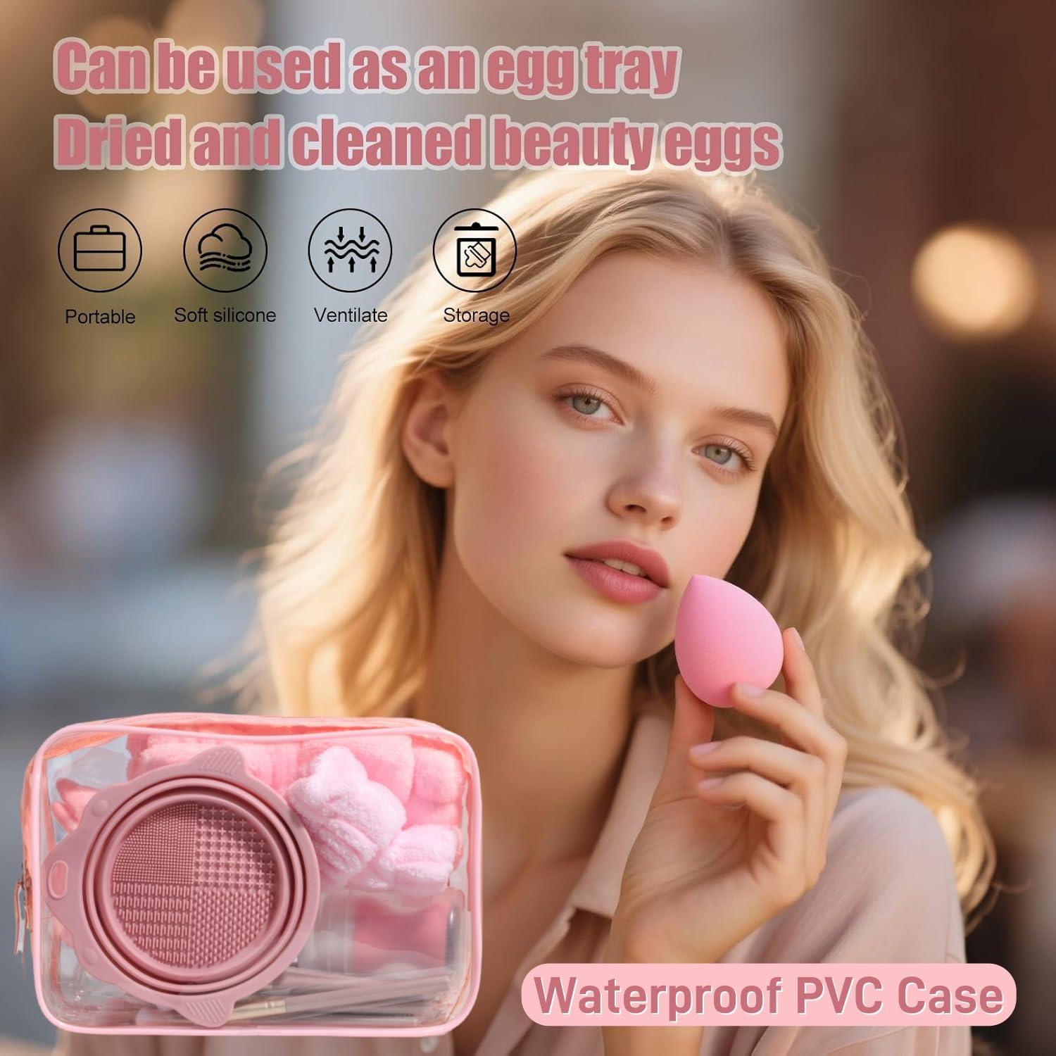 Conjunto de Brochas de Maquillaje BS-MALL 34 Pcs con Estuche Rosa