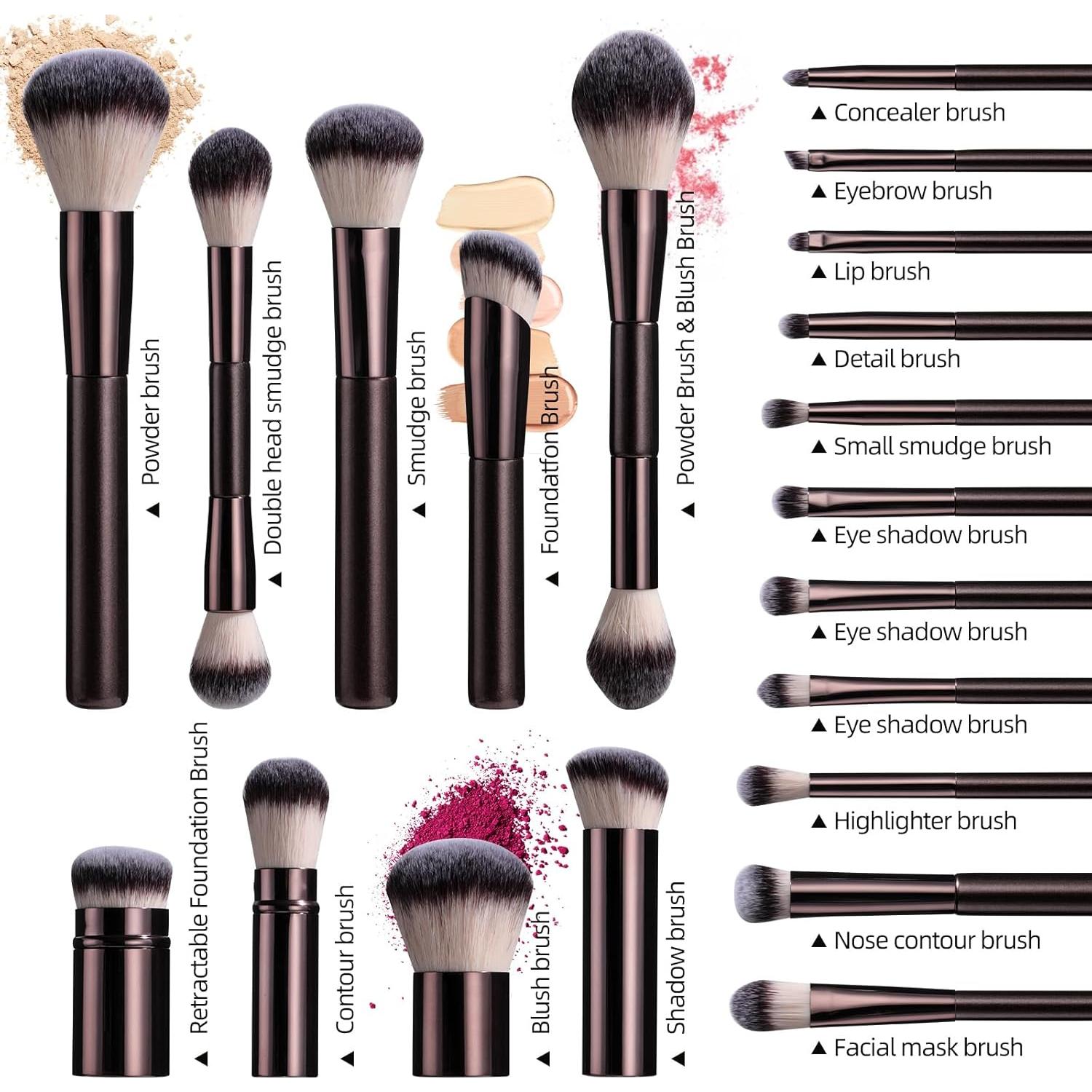 Conjunto de Brochas de Maquillaje BS-MALL 22 Piezas Portátil