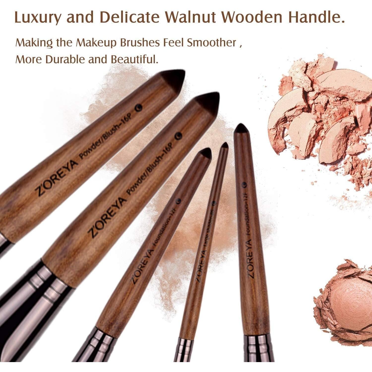 Juego de Brochas de Maquillaje Zoreya 15 Piezas con Bolsa de PU