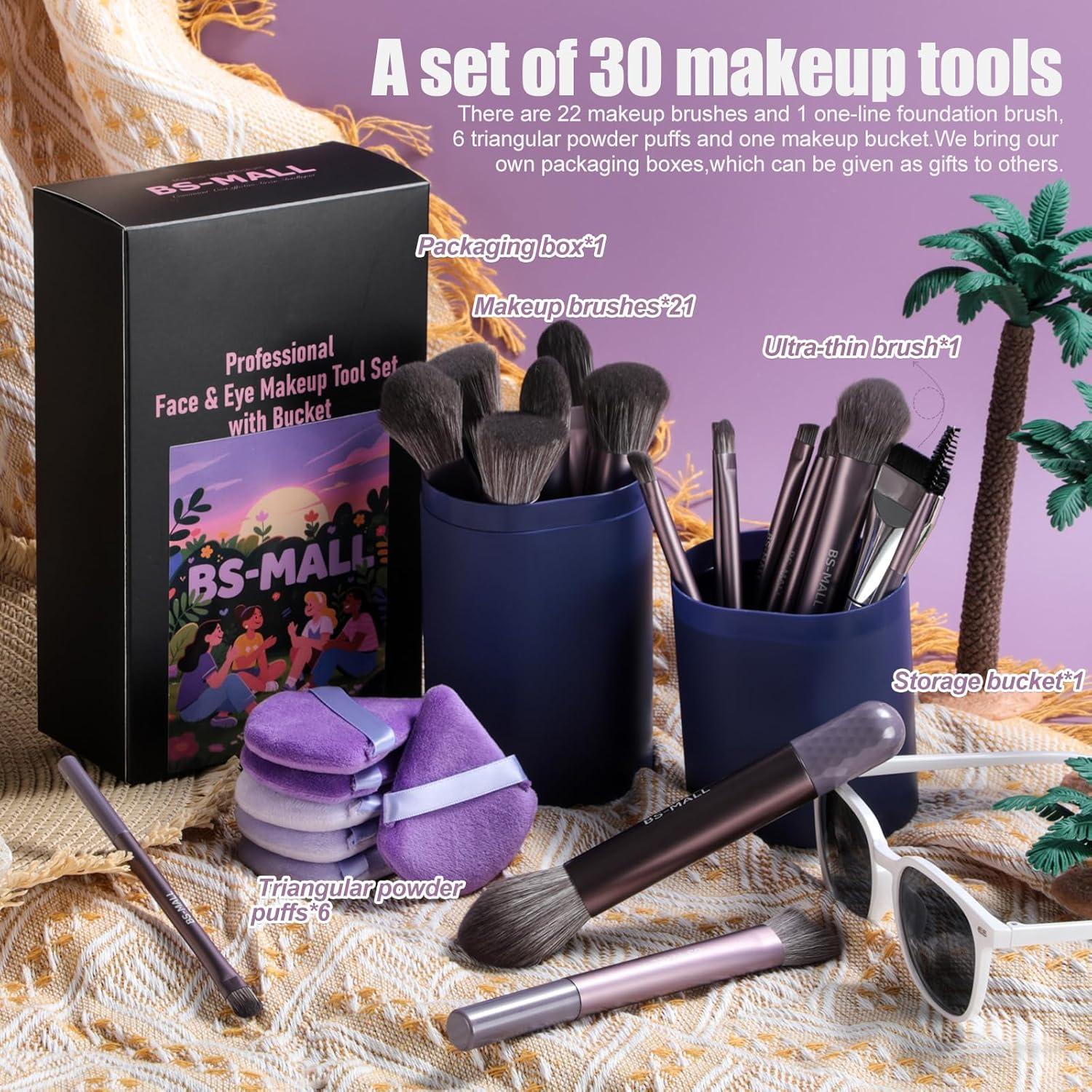 Conjunto de Brochas de Maquillaje Profesional BS-MALL 28 Pcs