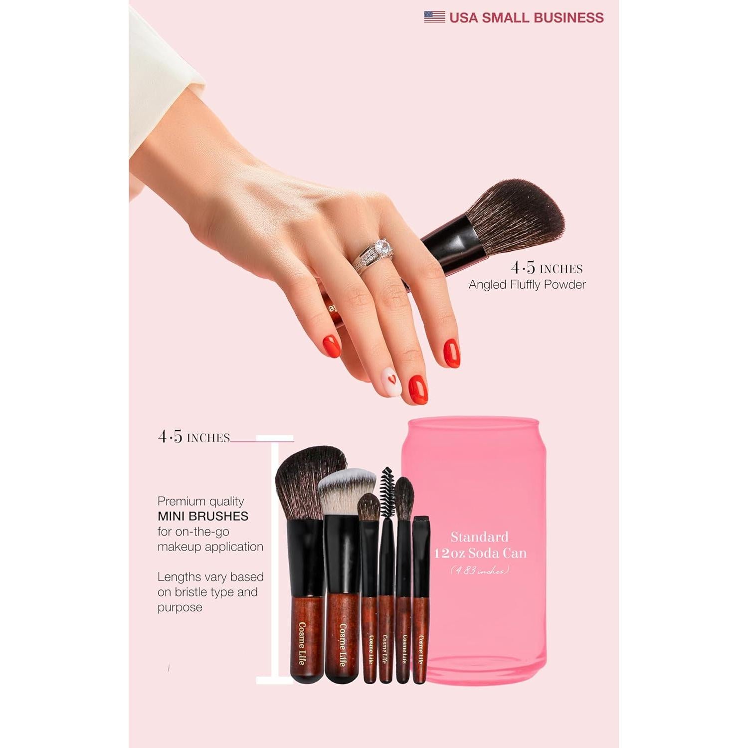 Juego de Brochas de Maquillaje Mini Cosme Life - 9 Piezas
