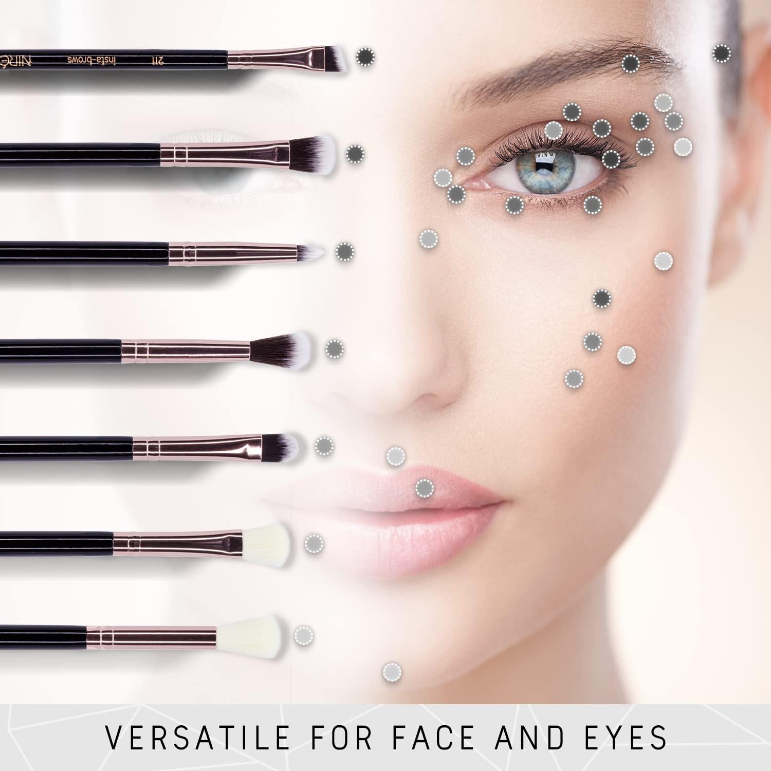 Conjunto de Brochas para Ojos Niré - 7 Piezas Veganas en Oro Rosa