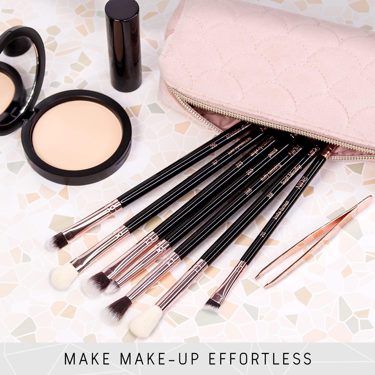 Conjunto de Brochas para Ojos Niré - 7 Piezas Veganas en Oro Rosa