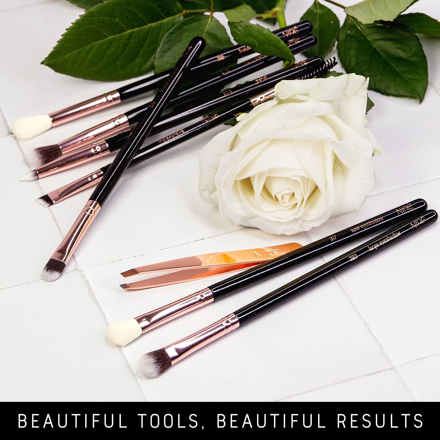 Conjunto de Brochas para Ojos Niré - 7 Piezas Veganas en Oro Rosa