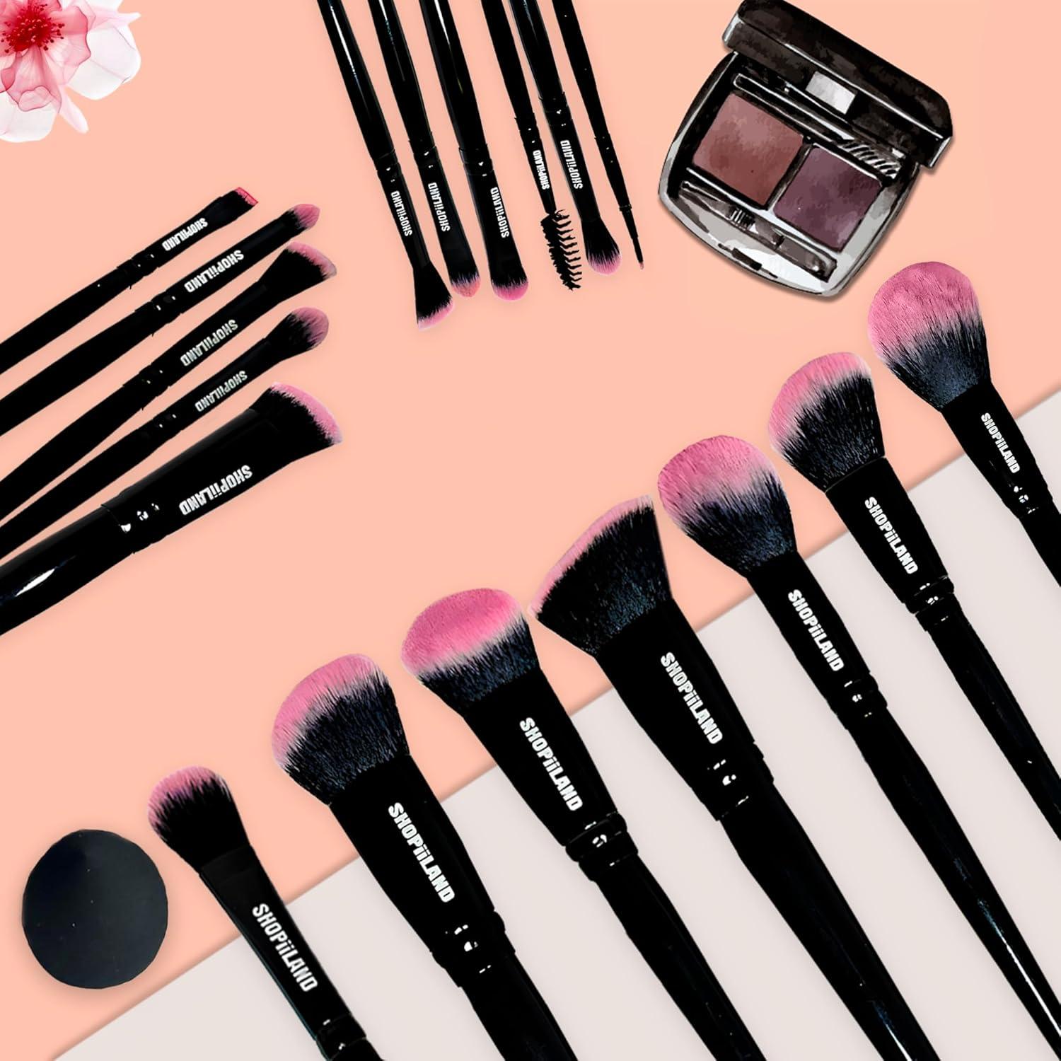 Juego de Pinceles de Maquillaje Vegano SHOPiiLAND 18 Piezas