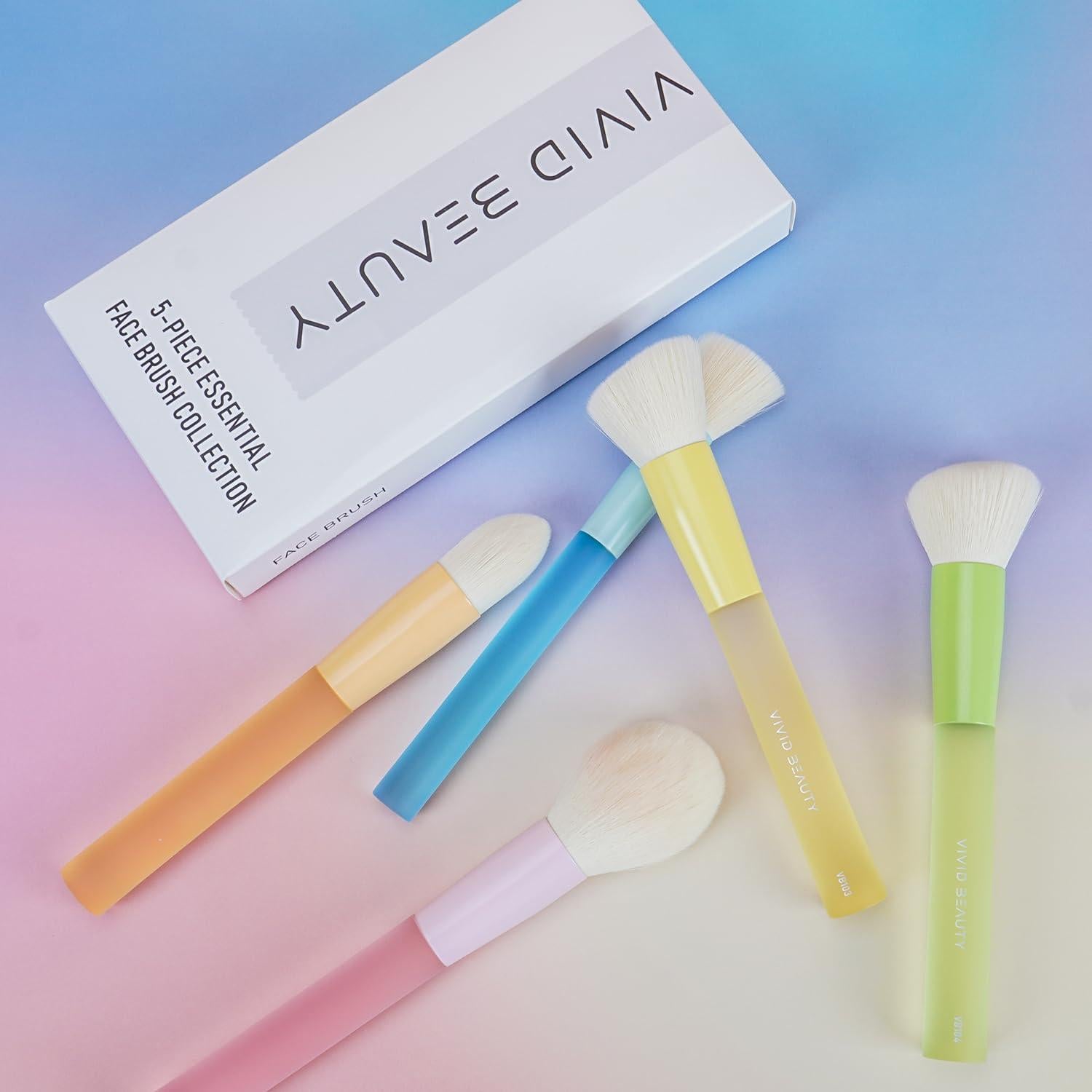 Juego de 5 brochas de maquillaje Vivid Beauty - Cerdas veganas