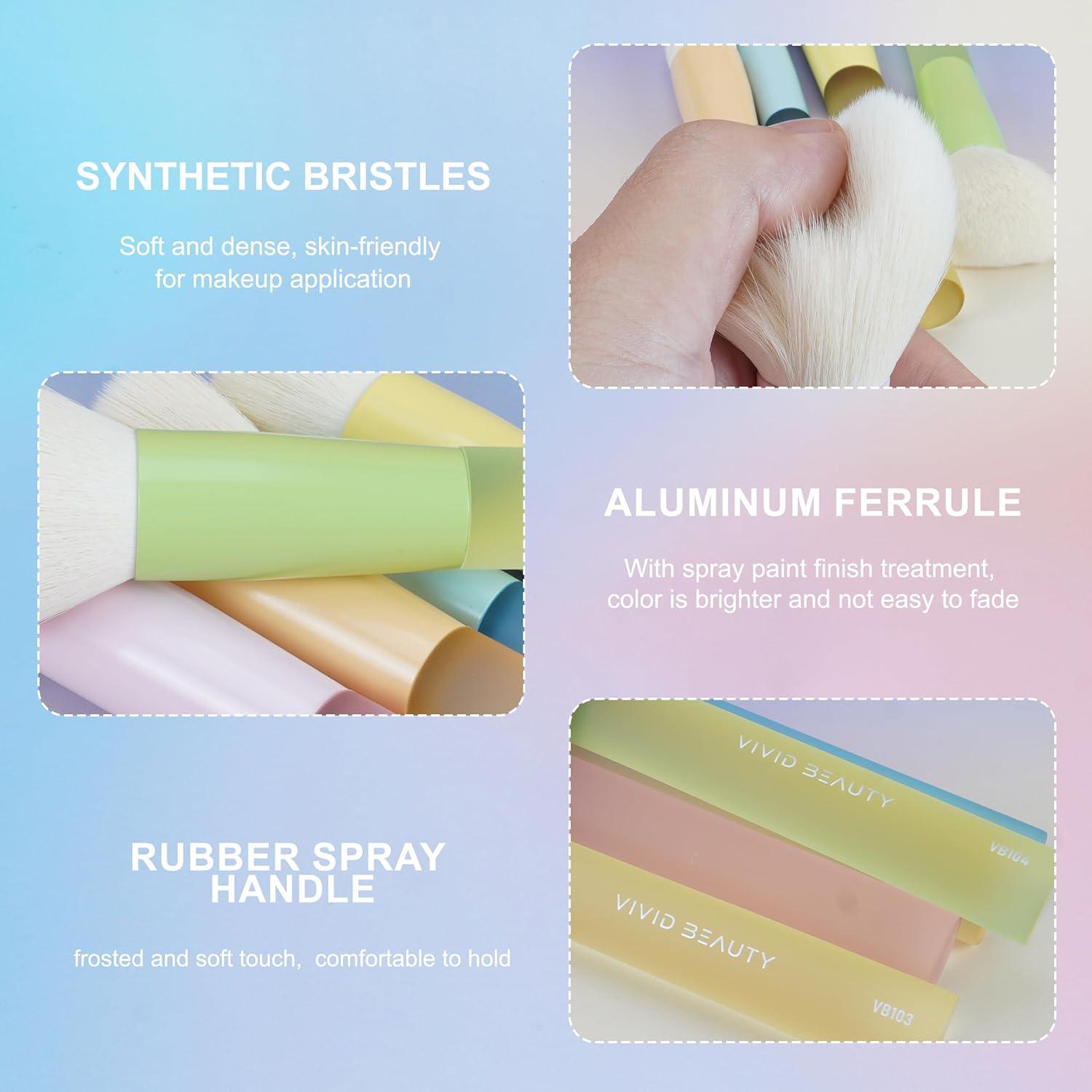 Juego de 5 brochas de maquillaje Vivid Beauty - Cerdas veganas