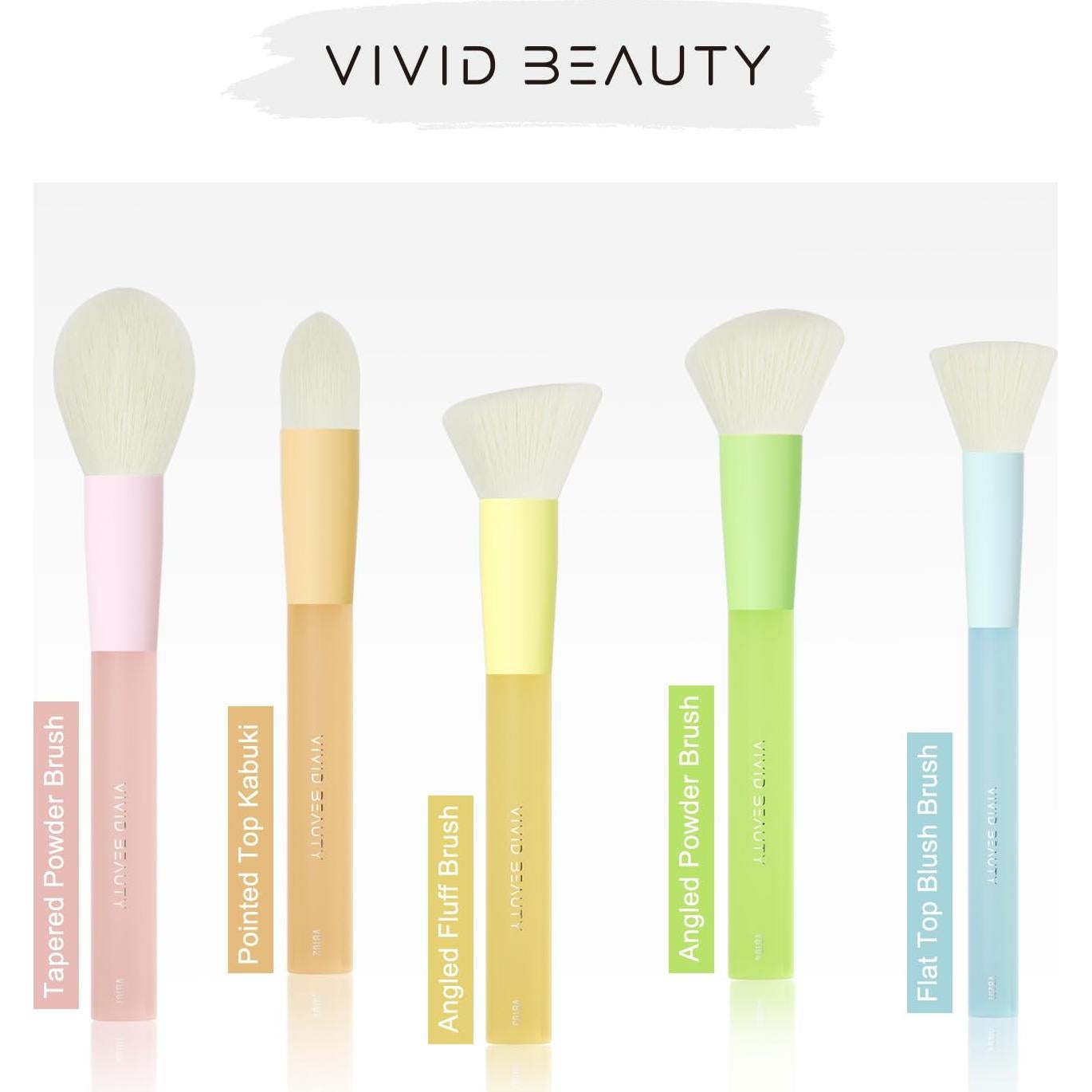 Juego de 5 brochas de maquillaje Vivid Beauty - Cerdas veganas