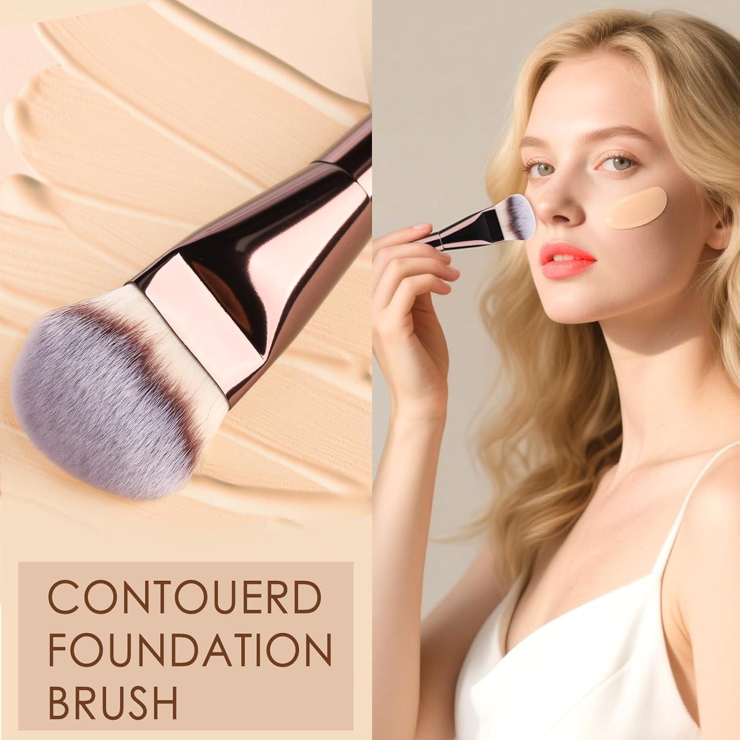 Juego de Brochas de Maquillaje KINGMAS 6 Piezas con Puff