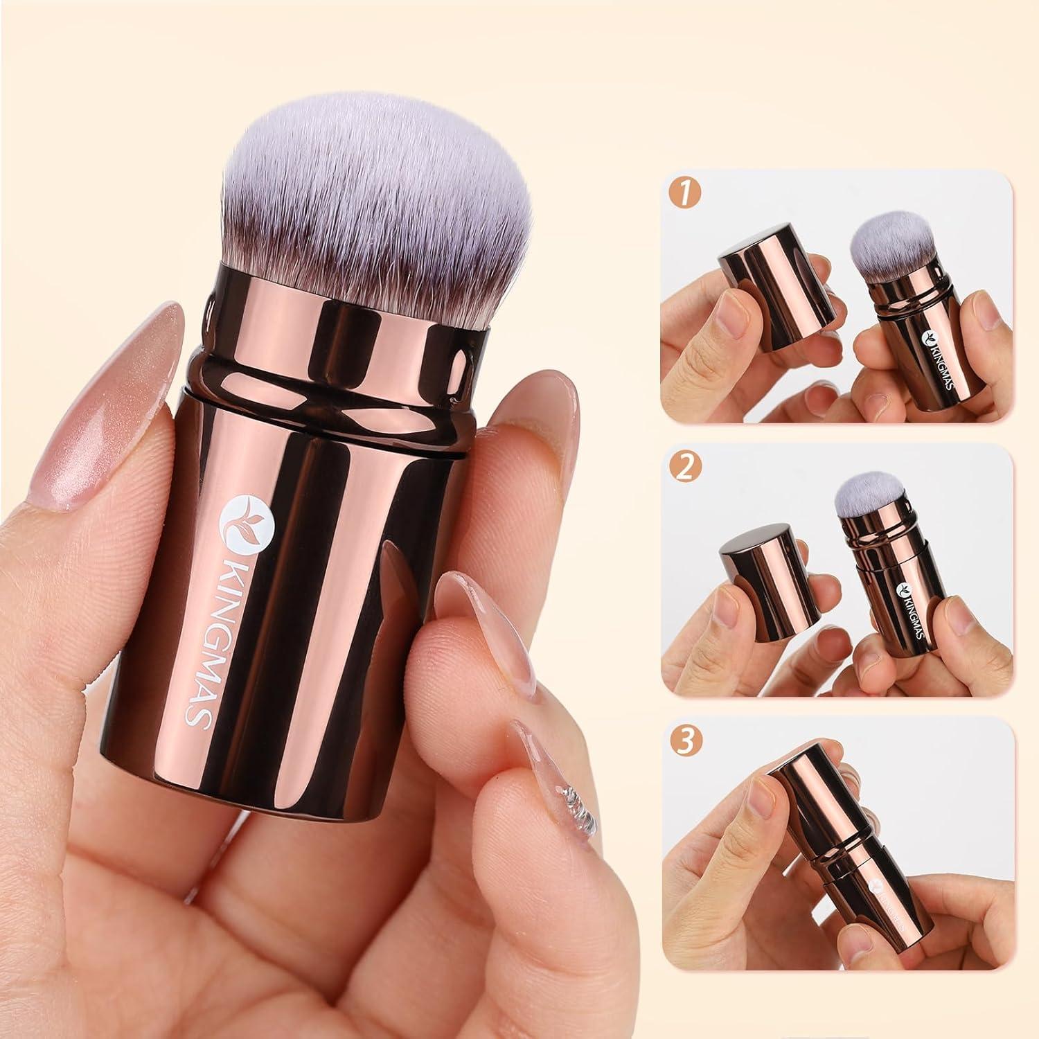 Juego de Brochas de Maquillaje KINGMAS 6 Piezas con Puff