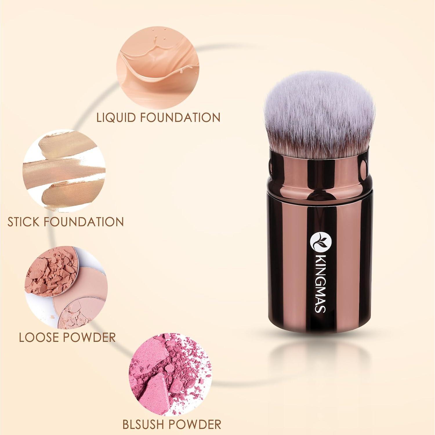 Juego de Brochas de Maquillaje KINGMAS 6 Piezas con Puff