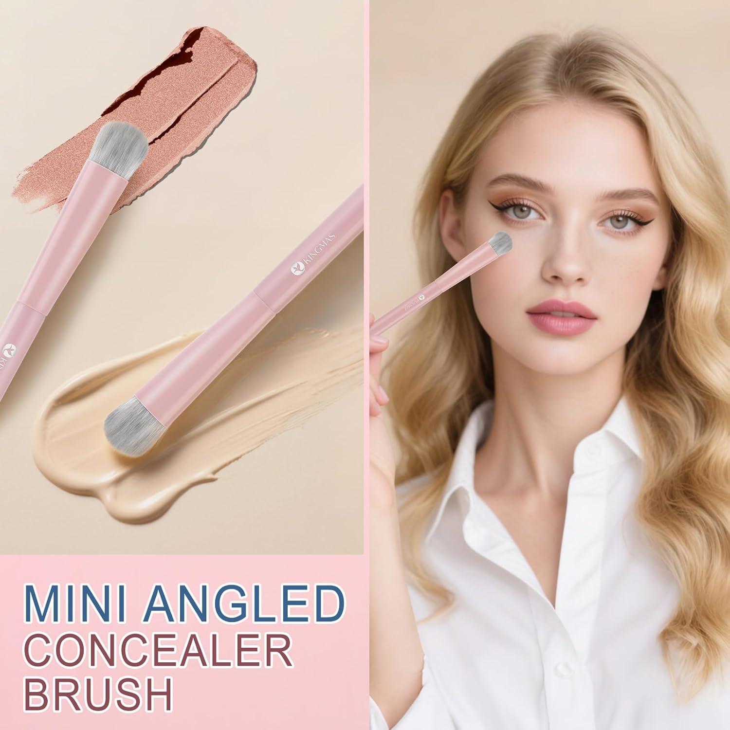 Brochas de Maquillaje Kabuki KINGMAS Rosa - Corrector Angulado