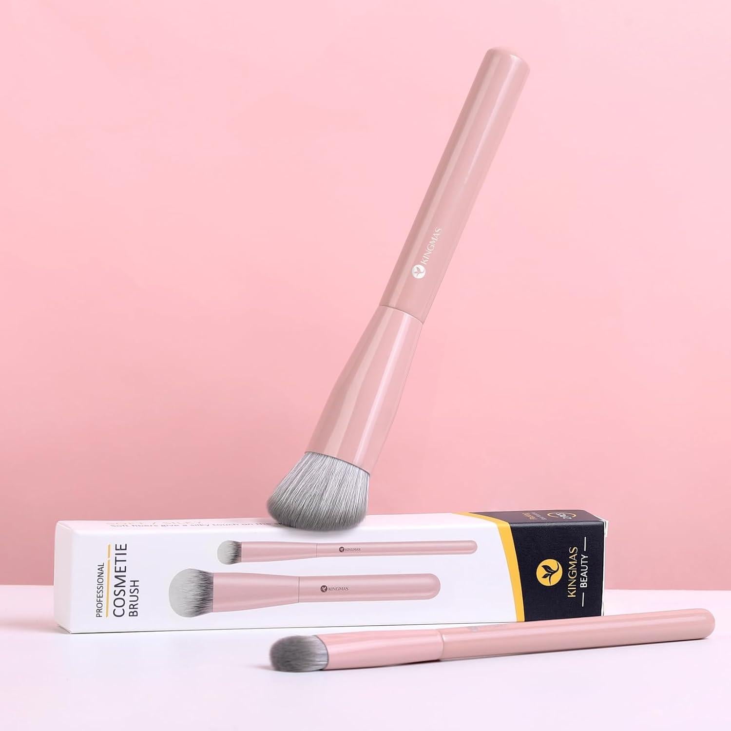 Brochas de Maquillaje Kabuki KINGMAS Rosa - Corrector Angulado