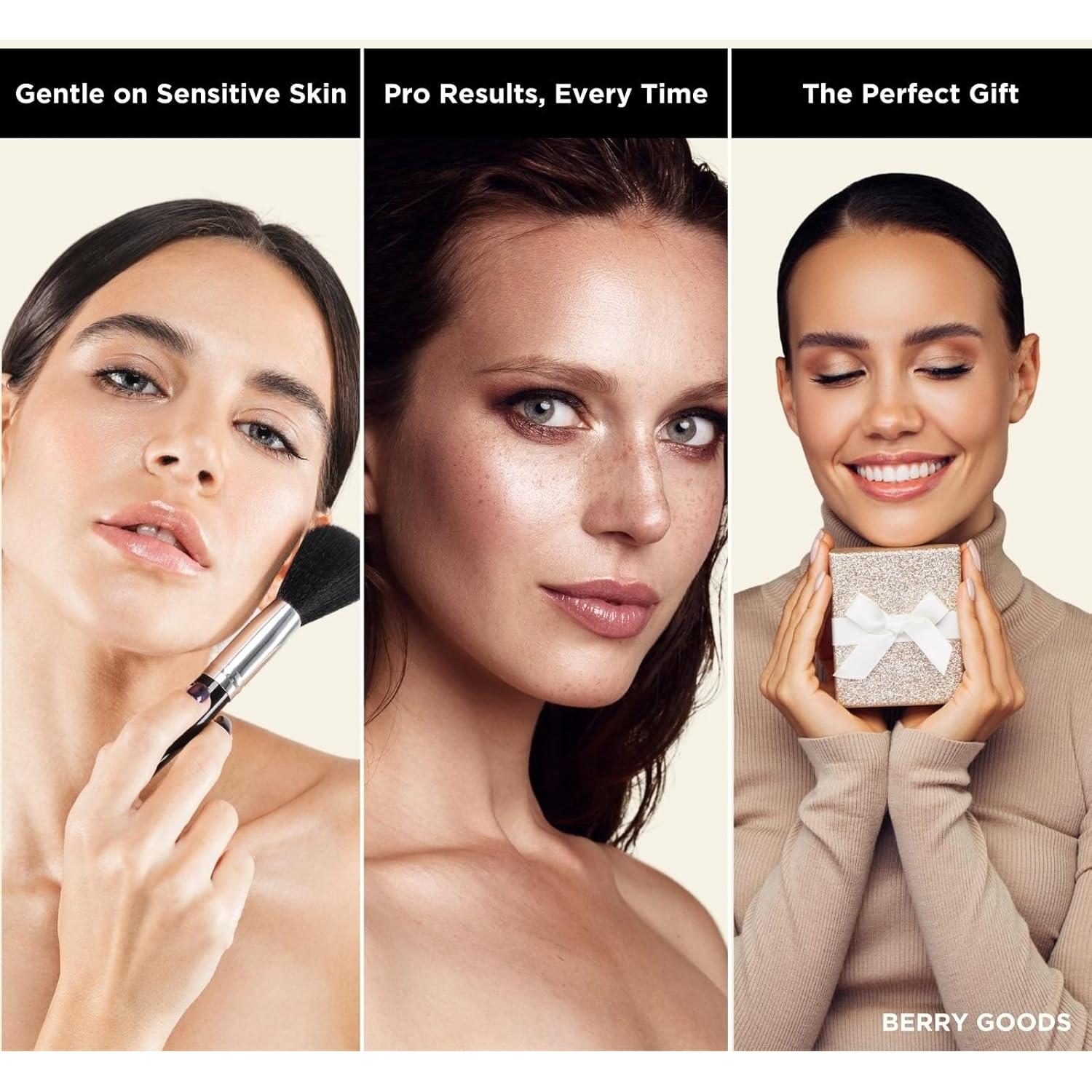 Juego de Brochas de Maquillaje BERRY Blue - 12 Piezas Veganas