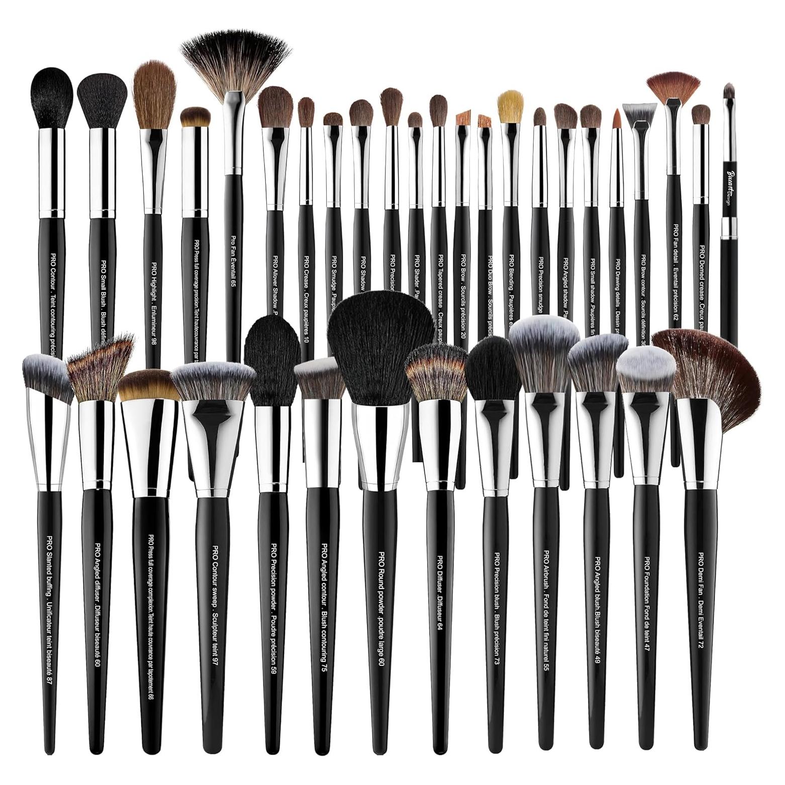 Juego de Brochas de Maquillaje Bueart Design 36 Piezas Pelo de Cabra