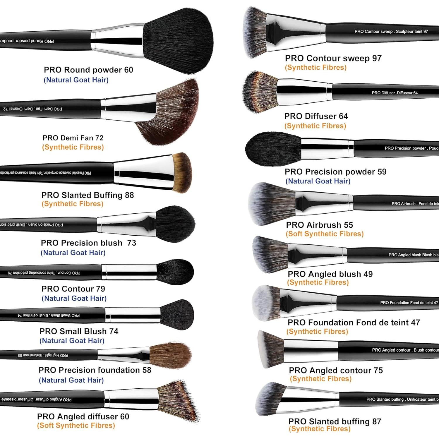 Juego de Brochas de Maquillaje Bueart Design 36 Piezas Pelo de Cabra