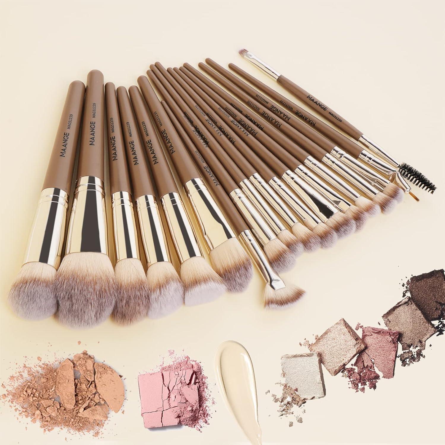 Conjunto de Pinceles de Maquillaje MAANGE 18 Pcs Sintéticos