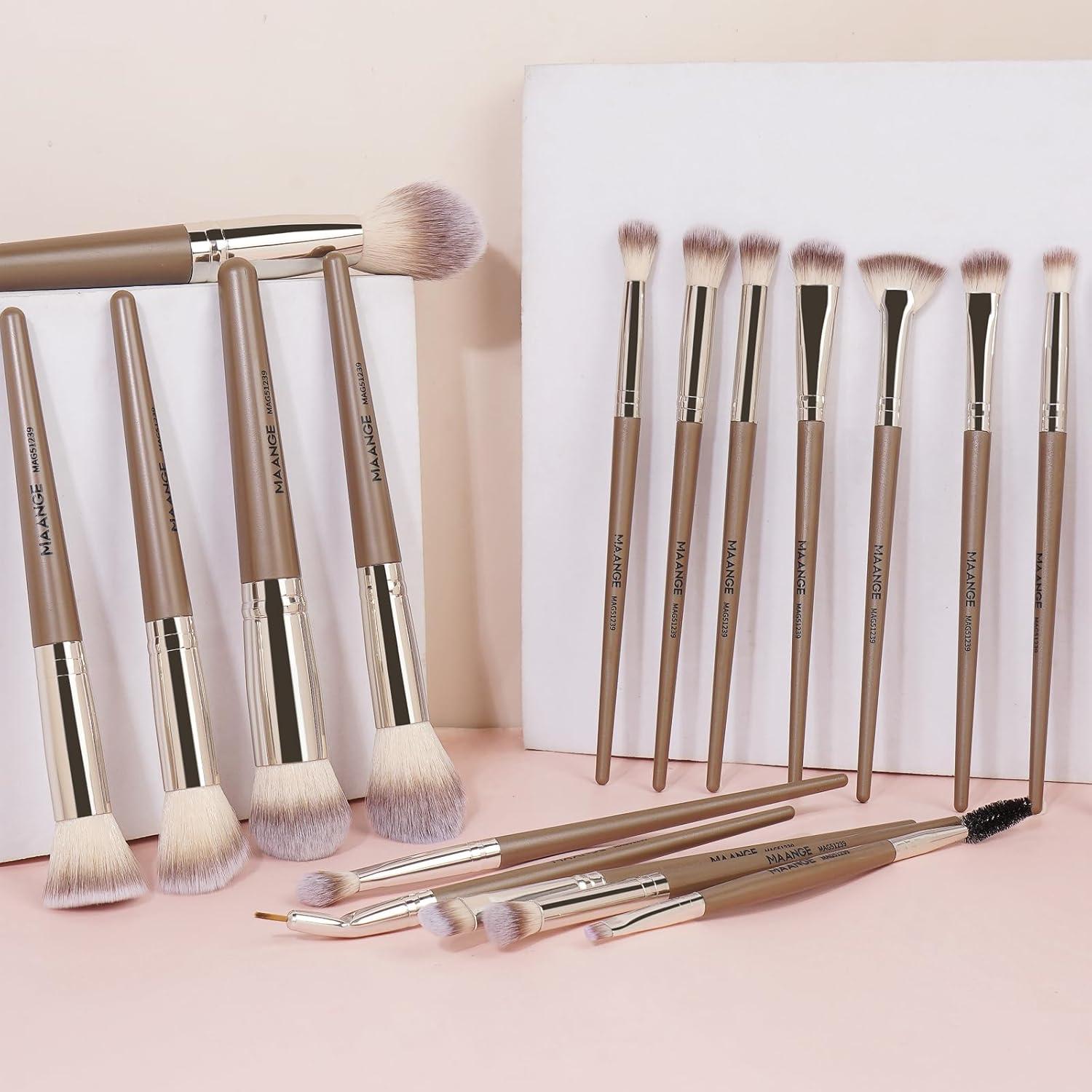 Conjunto de Pinceles de Maquillaje MAANGE 18 Pcs Sintéticos