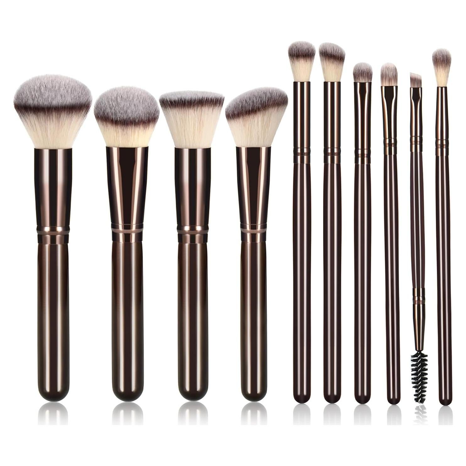 Juego de 10 Brochas de Maquillaje Yujie - Cerdas Sintéticas Suaves