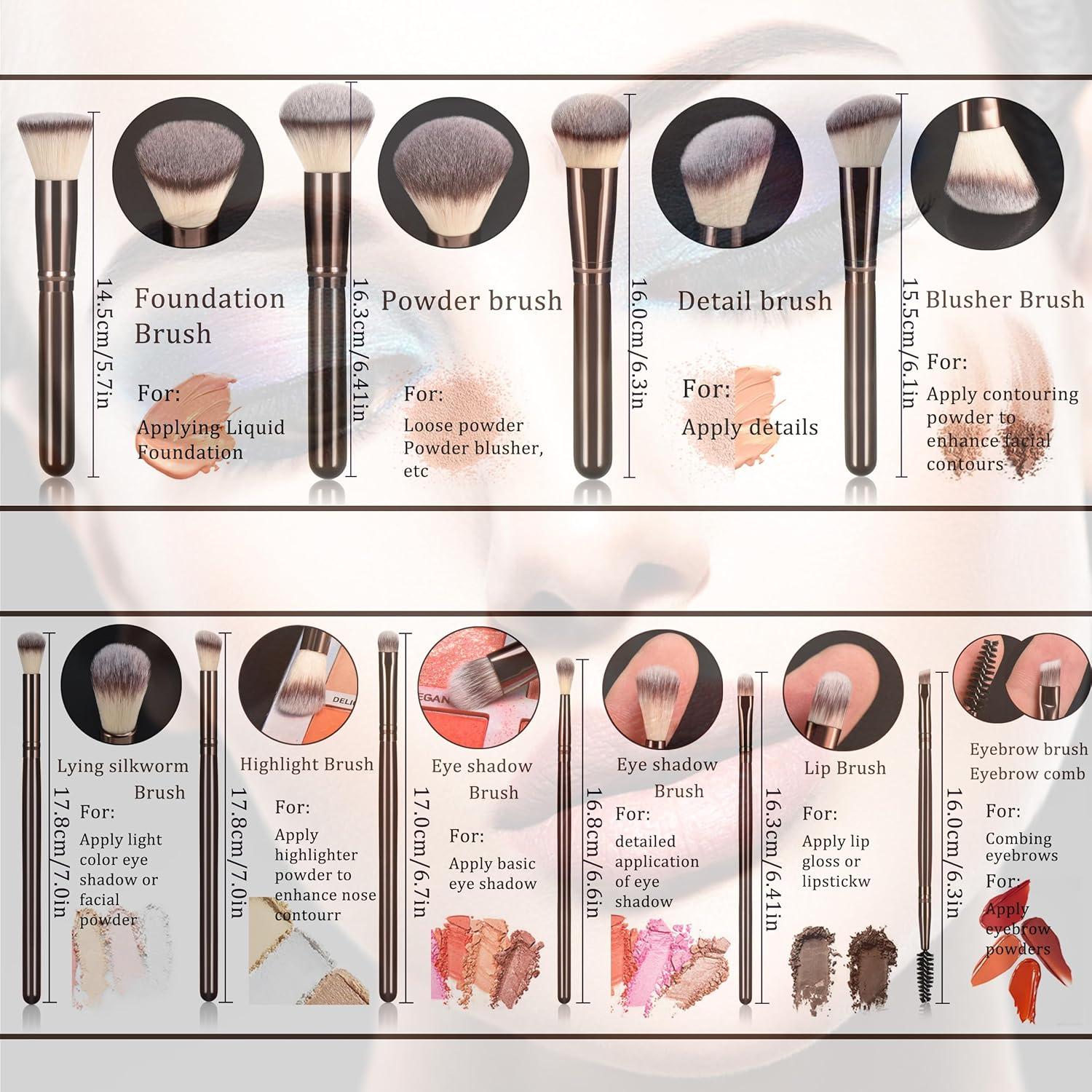 Juego de 10 Brochas de Maquillaje Yujie - Cerdas Sintéticas Suaves