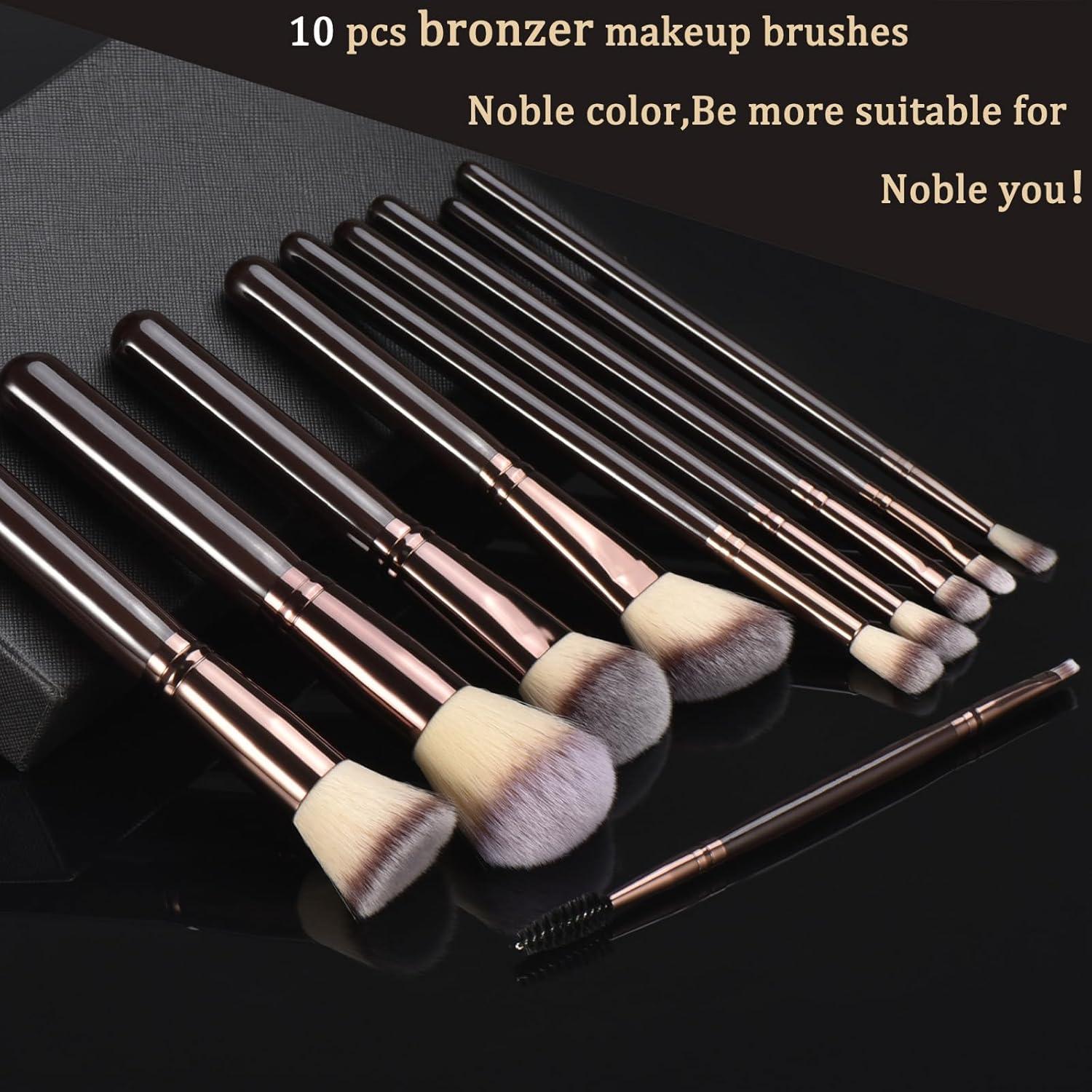 Juego de 10 Brochas de Maquillaje Yujie - Cerdas Sintéticas Suaves