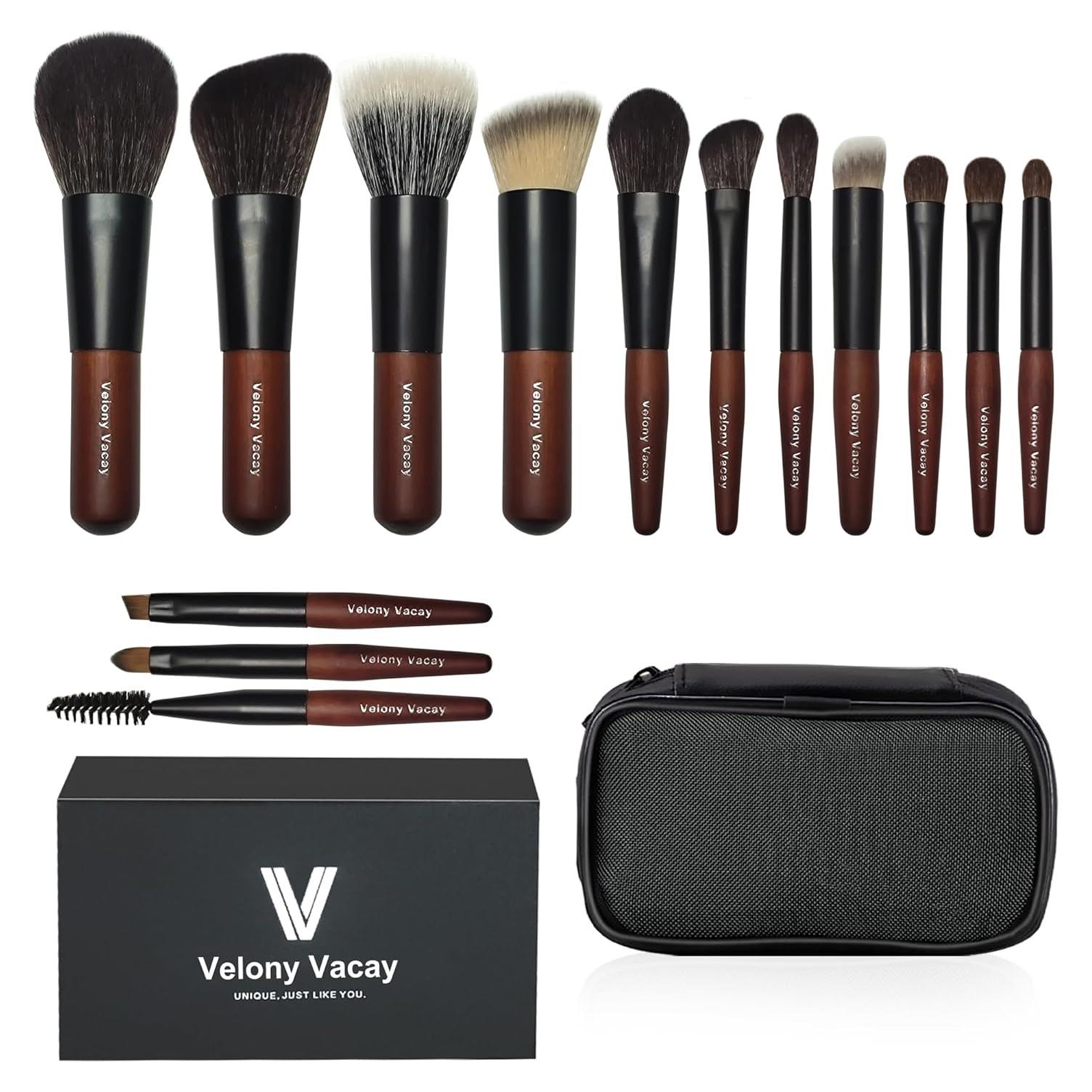Juego de Brochas de Maquillaje Veganas Velony Vacay 14 Piezas